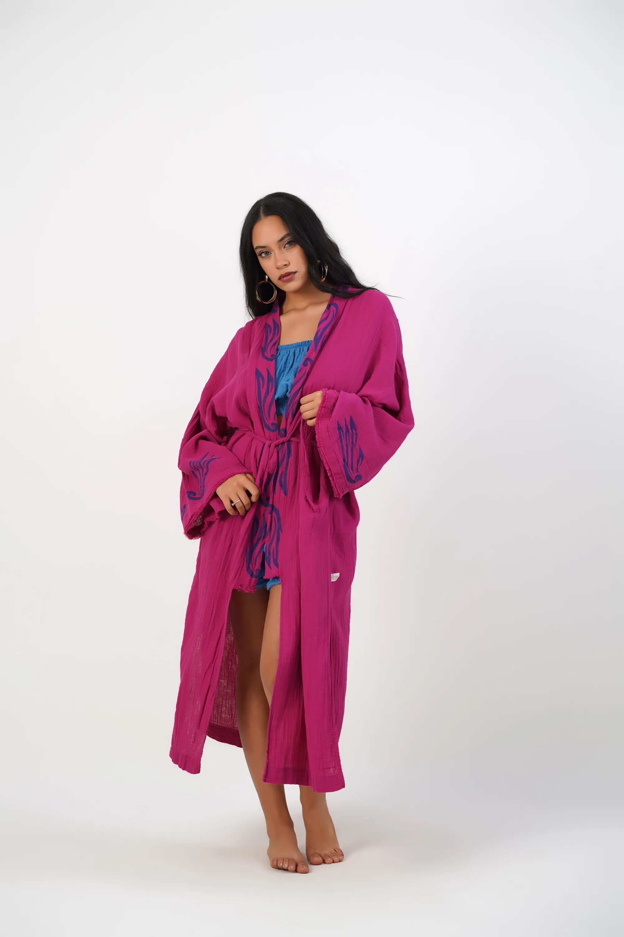 Uzun Klasik Kimono / Fuşya