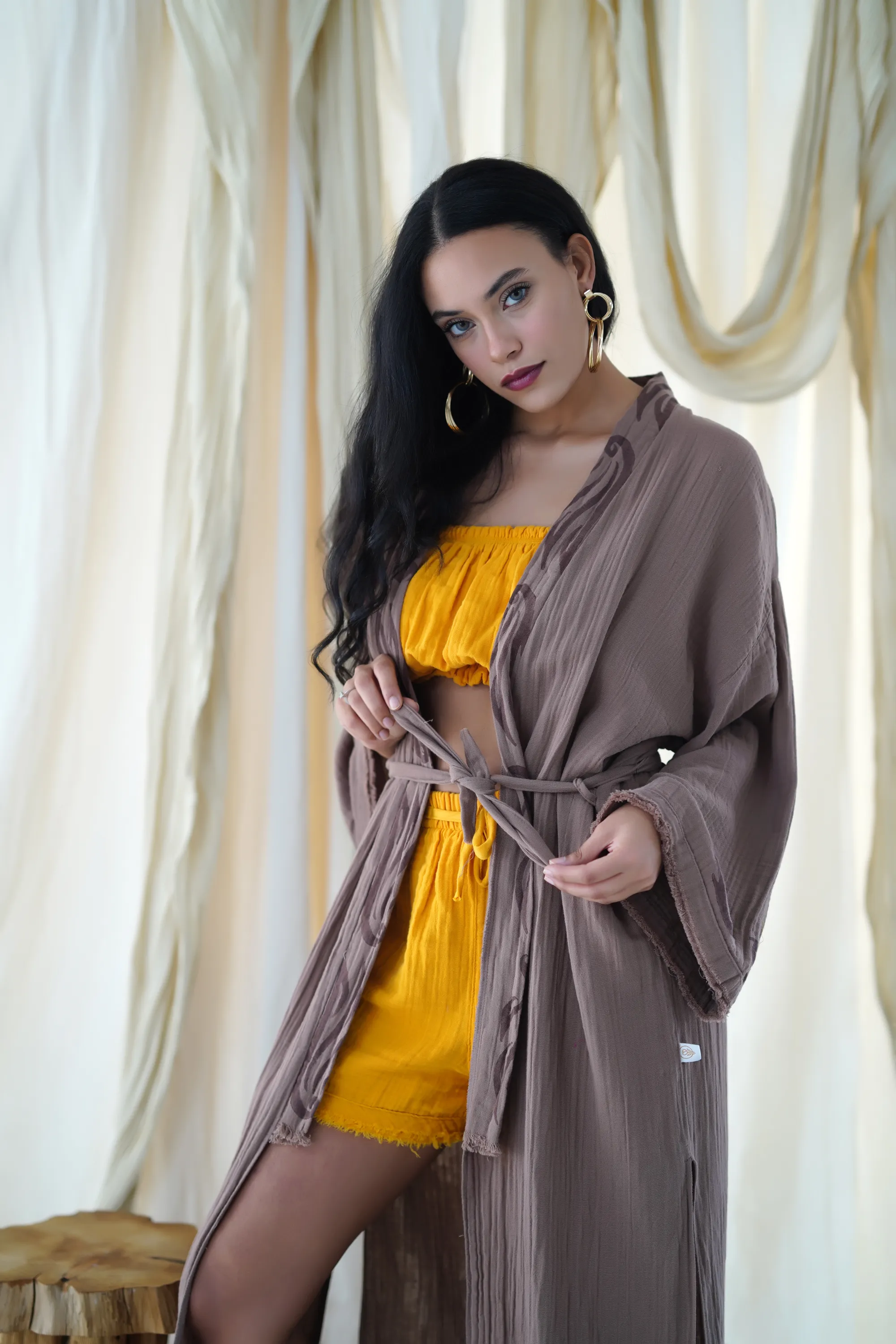 Uzun Klasik Kimono / Kahverengi